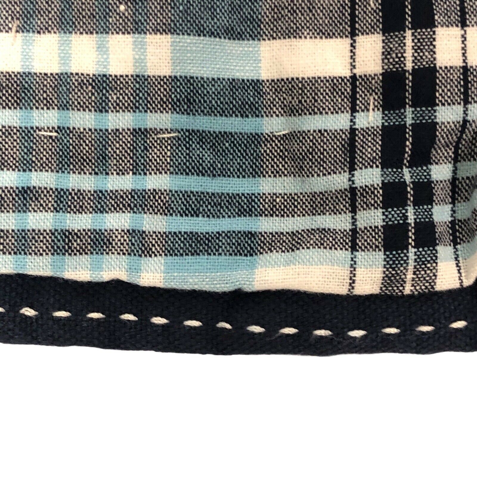 Pottery Barn Kids European Square Pillow Sham Blue Madras Plaid Quilted NEW - Fresh Stock Dated December 2025