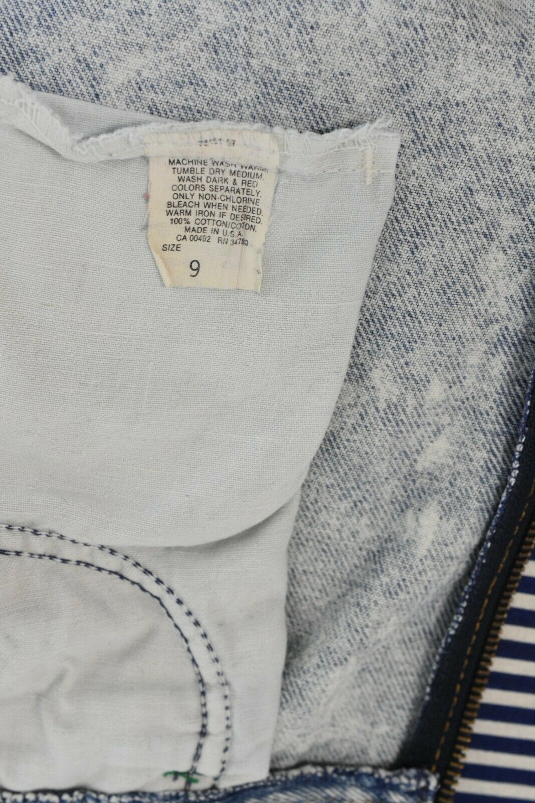 80s Vintage Lee Light Acid Wash Mini Skirt 2 Way Full Zip Front Fits Size 2 or 4 - Fresh Stock Dated February 2026