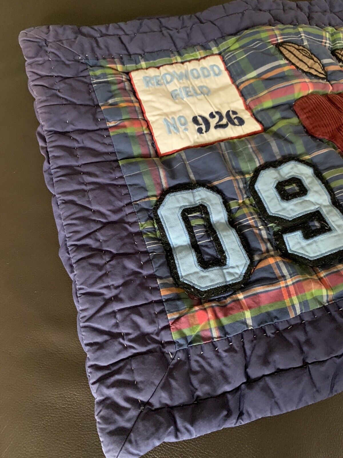 Pottery Barn Kids Sports Football W Plaid Blue Standard Sham - Fresh Stock Dated February 2026