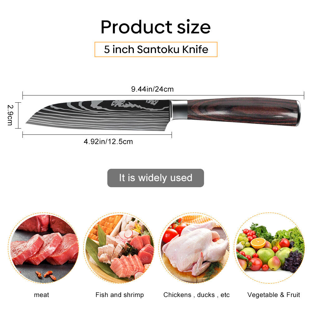 4Pcs Kitchen Knife Set Pro Chef Knives Damascus Pattern Stainless Steel Cleaver - Fresh Stock Dated February 2026