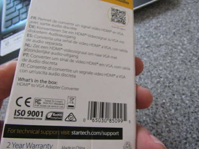 Startech.Com Hd2vgaa2 Hdmi Male To Vga Female Video Converter With Audio For Des - Fresh Stock Dated February 2026