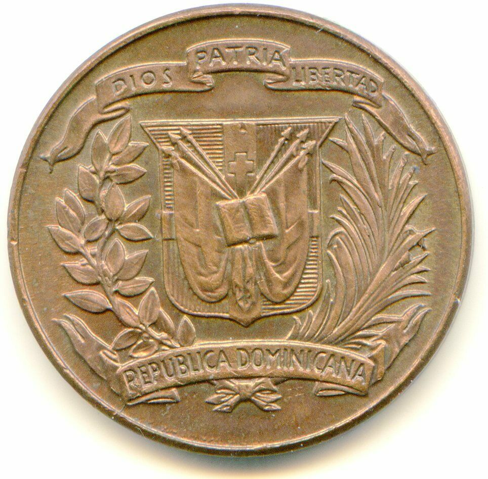 Dominican Republic Centavo 1959 Red Brown HG beauty    lotjul6116 - Fresh Stock Dated December 2025