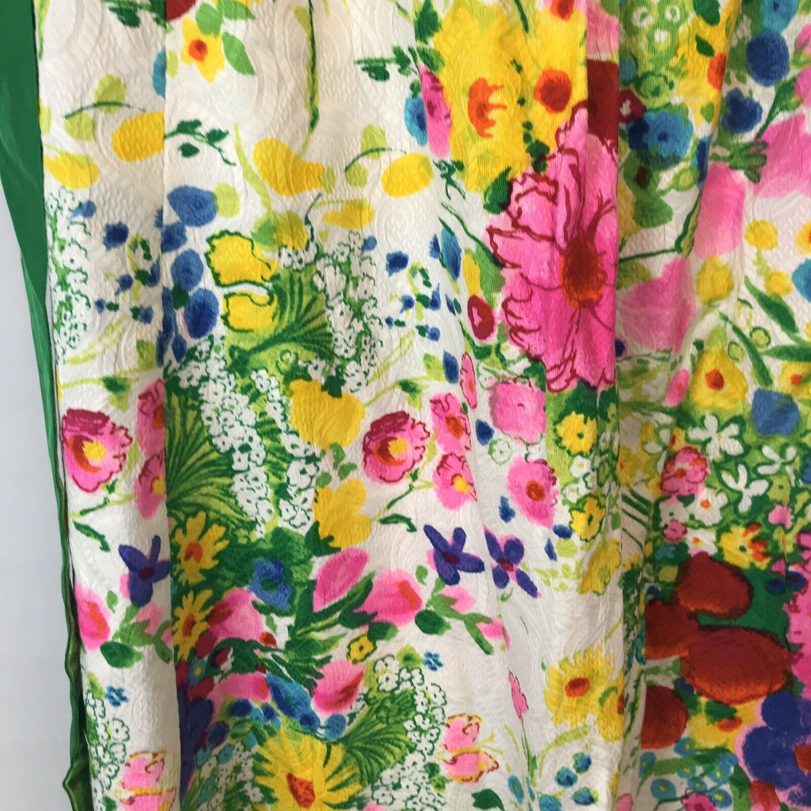 Vintage Floral Wrap Skirt Maxi Velvet Tie Belt Bright Boho Hippie Pink Green - Fresh Stock Dated February 2026