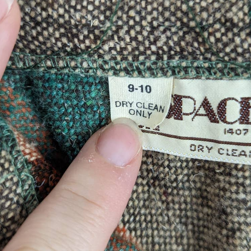 Vintage 70s SPACE LEGS Green & Orange Plaid Midi A-Line Skirt, Size 9-10 - Fresh Stock Dated March 2026