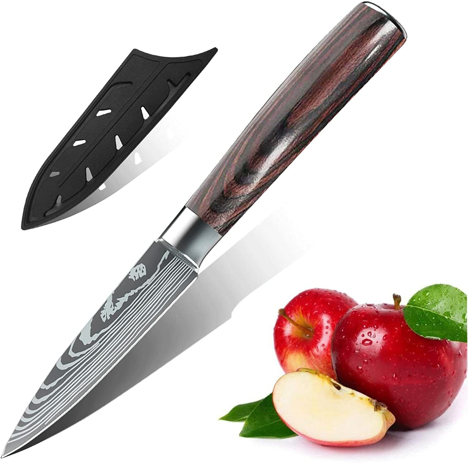 4Pcs Kitchen Knife Set Pro Chef Knives Damascus Pattern Stainless Steel Cleaver - Fresh Stock Dated February 2026