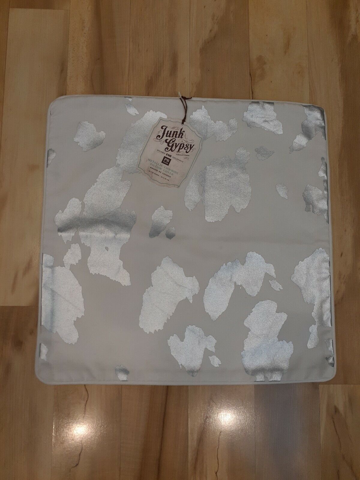 NWT Pottery Barn Teen Junk Gypsy Metallic Faux Cowhide Pillow Cover - Fresh Stock Dated February 2026