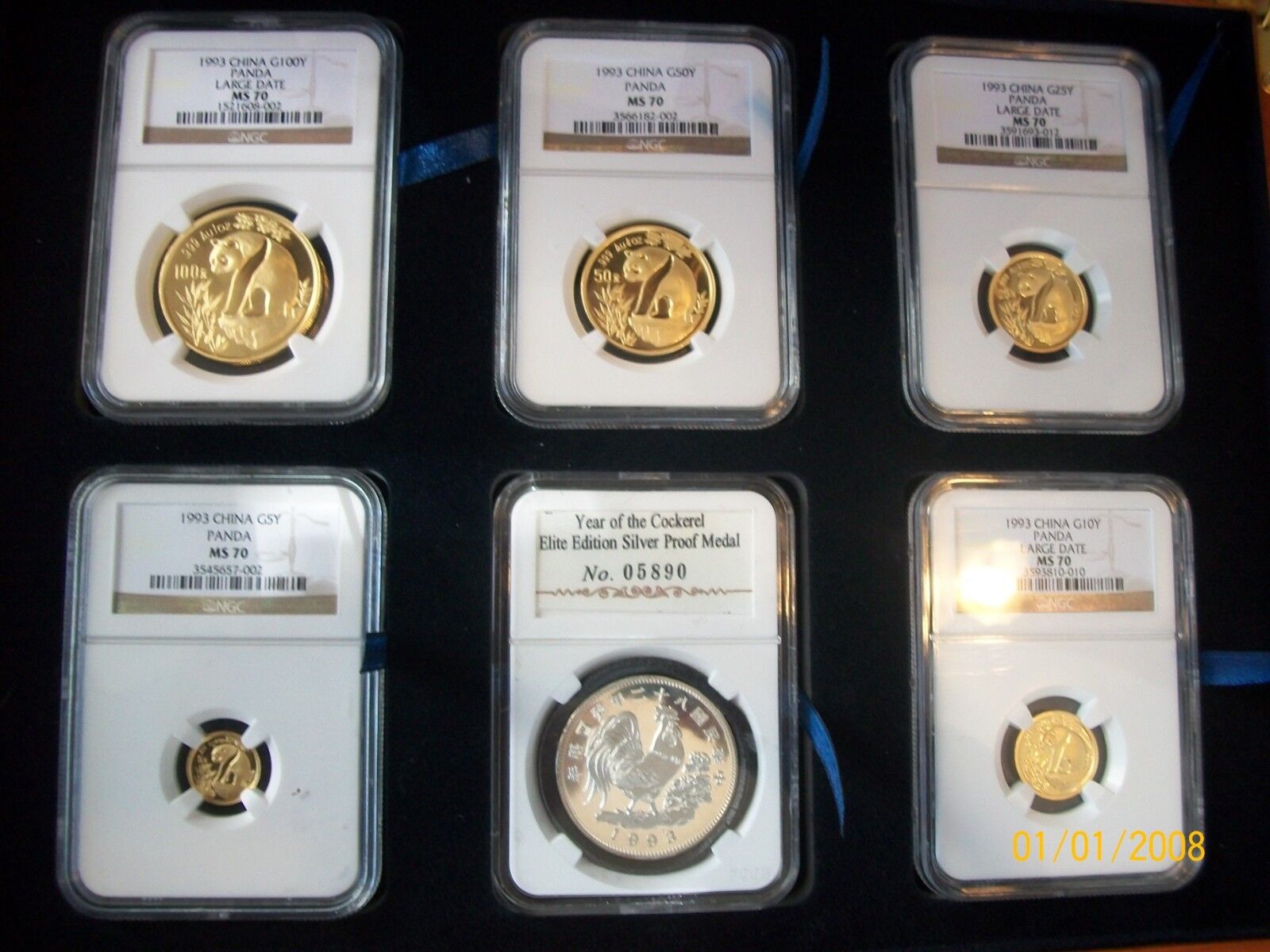 1993 CHINA GOLD PANDA 6 COINS NGC MS 70  COMPLETE prestige SET tradition pop 1 - Fresh Stock Dated February 2026