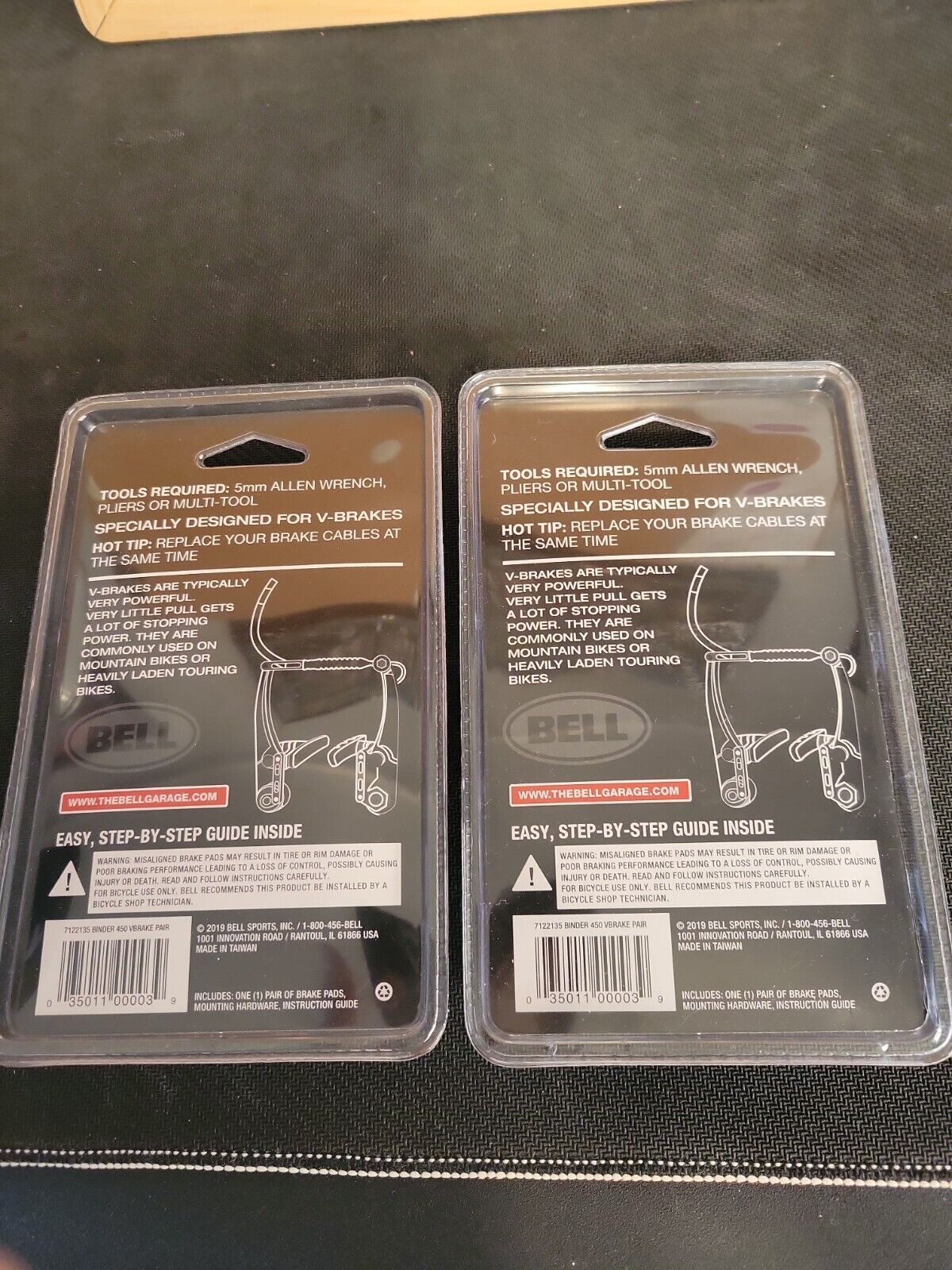 2 sets of 2- Bell Binder 450 Premium V-Brake Bike Bike Pads - Fresh Stock Dated February 2026
