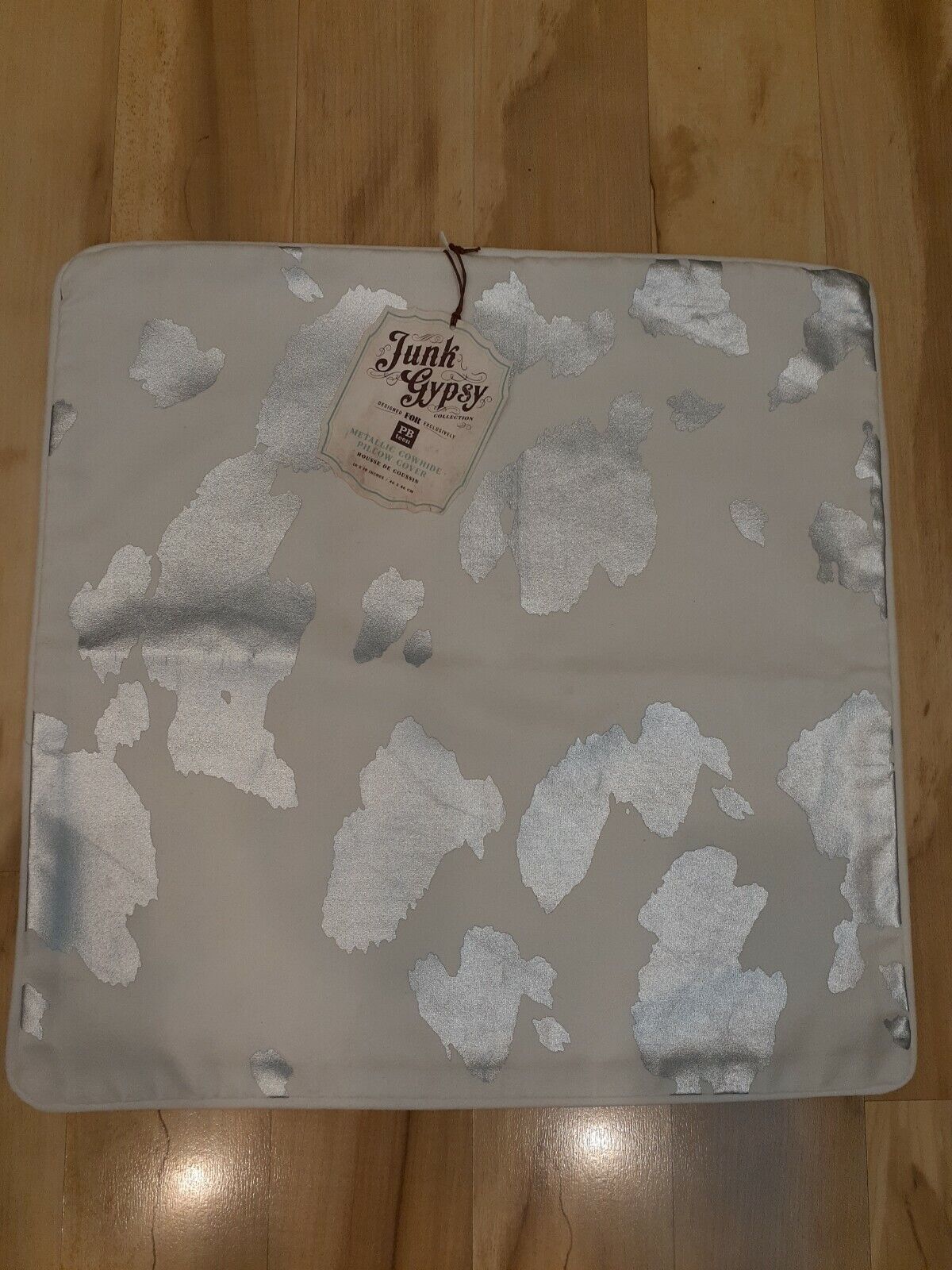 NWT Pottery Barn Teen Junk Gypsy Metallic Faux Cowhide Pillow Cover - Fresh Stock Dated February 2026