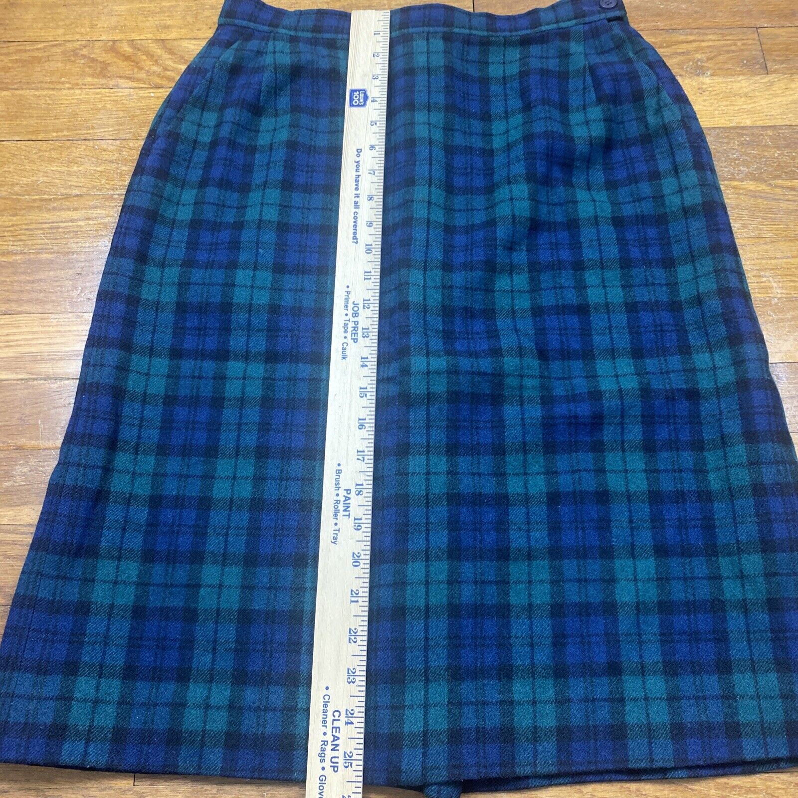 VTG Pendleton Womens Sz 14 Skirt Wool Black Watch Tartan Blue Green Plaid * Flaw - Fresh Stock Dated March 2026