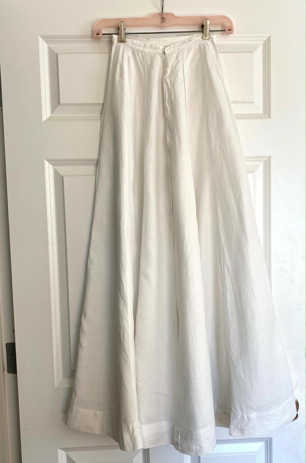 Edwardian Era White Linen Gored Skirt 22