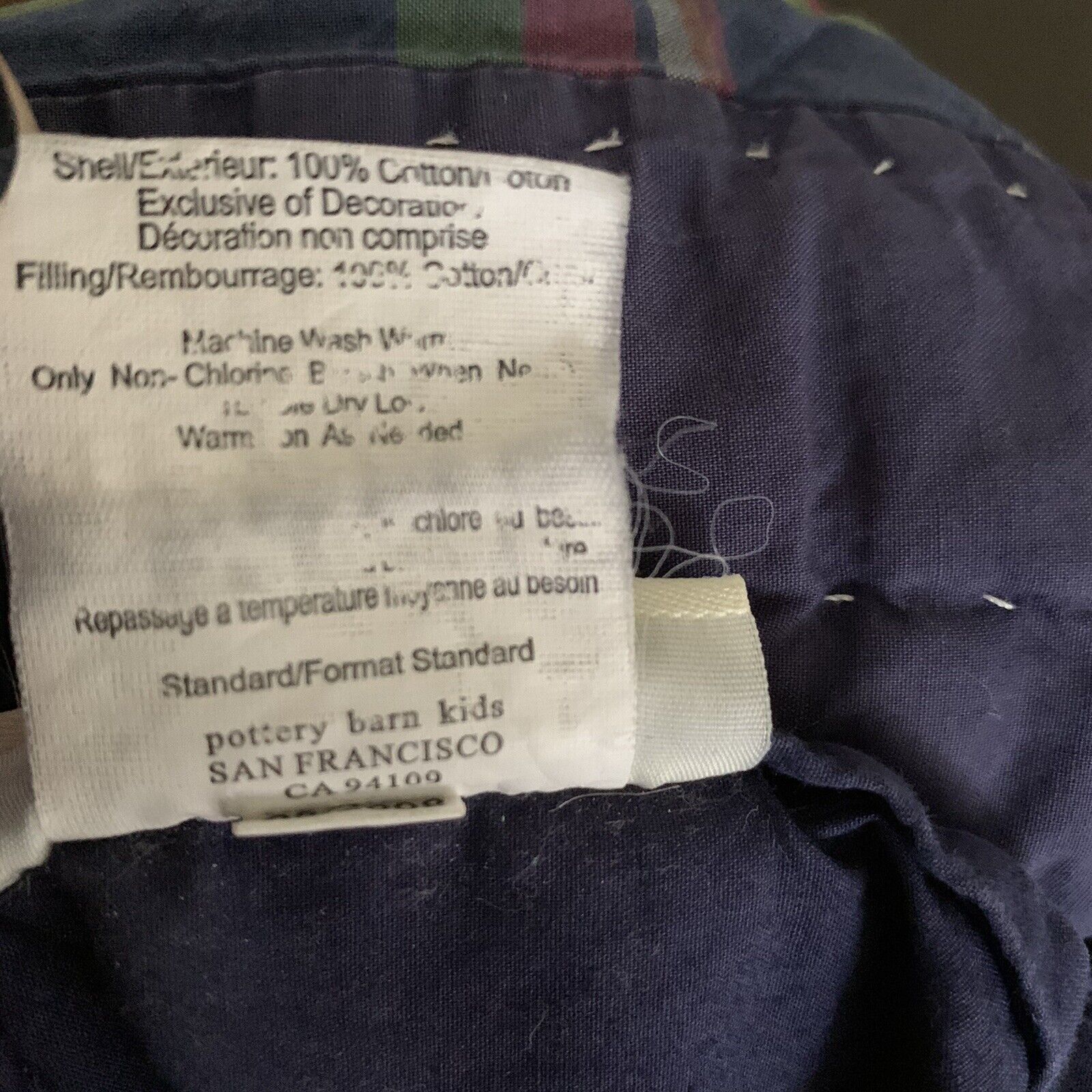 Pottery Barn Kids Sports Football W Plaid Blue Standard Sham - Fresh Stock Dated February 2026