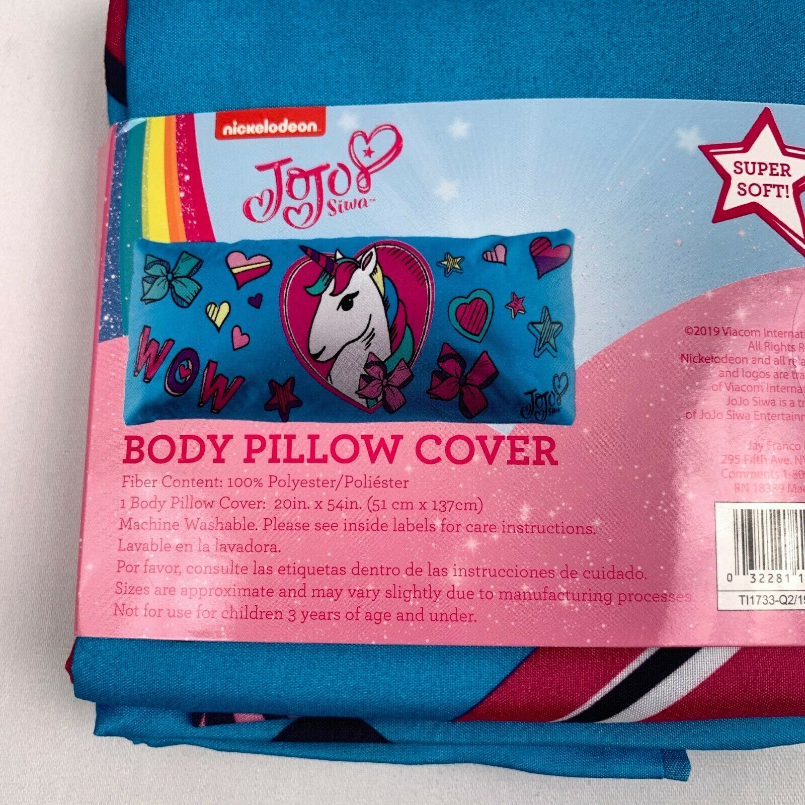 JoJo Siwa Unicorn Body Pillow Cover Super Soft Pillow 20