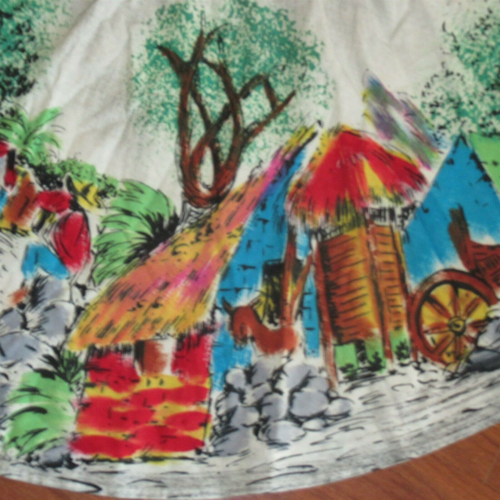VINTAGE 50's LAVABLE TEL-ART CIRCLE WRAP SKIRT HAND PAINTED M COTTON MEXICO - Fresh Stock Dated February 2026