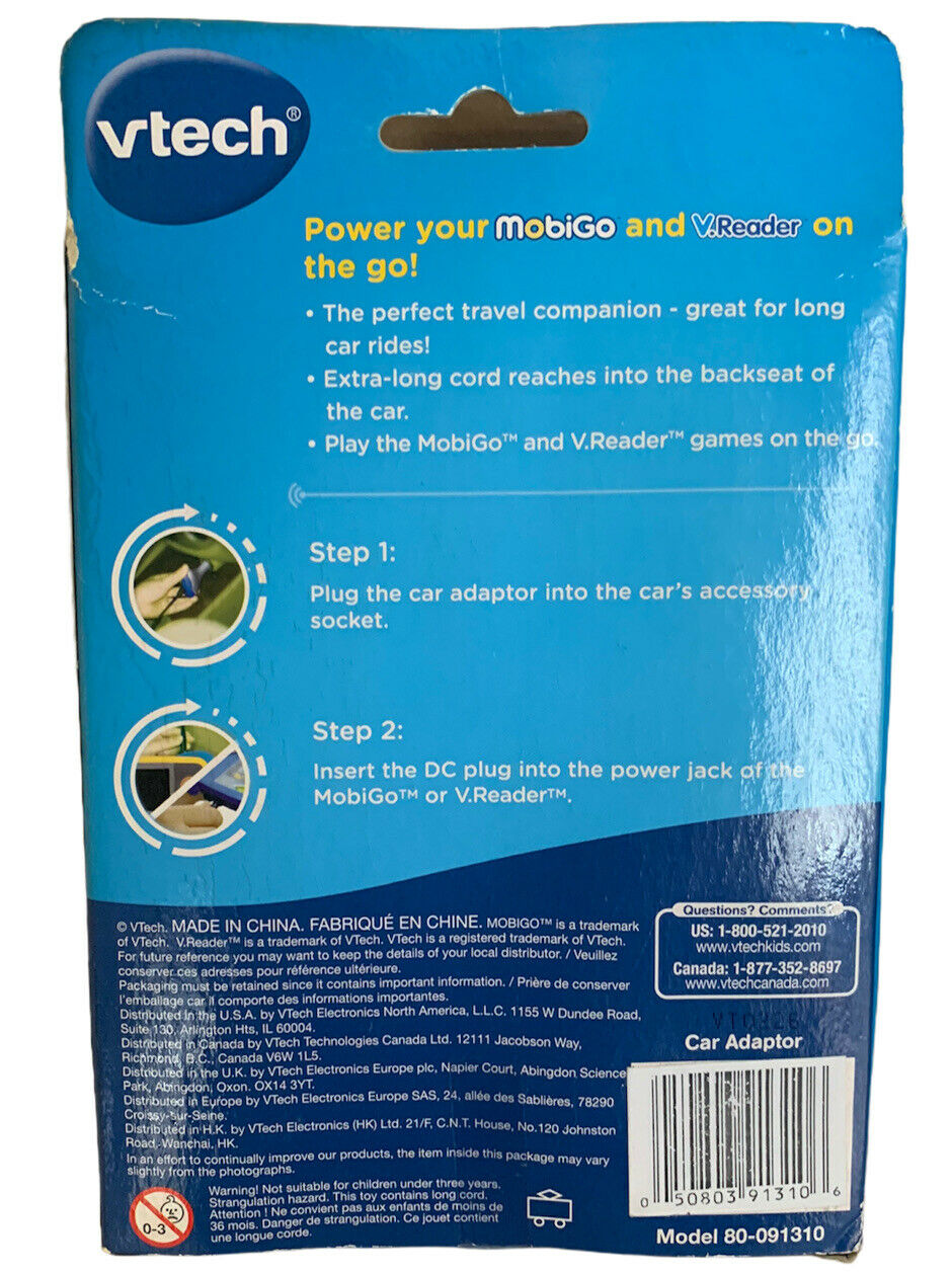 BRAND NEW VTech Car Charger Adaptor MobiGo & V Reader On The Go - Fresh Stock Dated February 2026