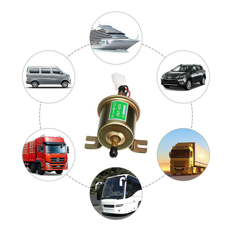 12V Universal 3-6 PSI Gas Diesel Inline Low Pressure Electric Fuel Pump HEP02A - Fresh Stock Dated February 2026