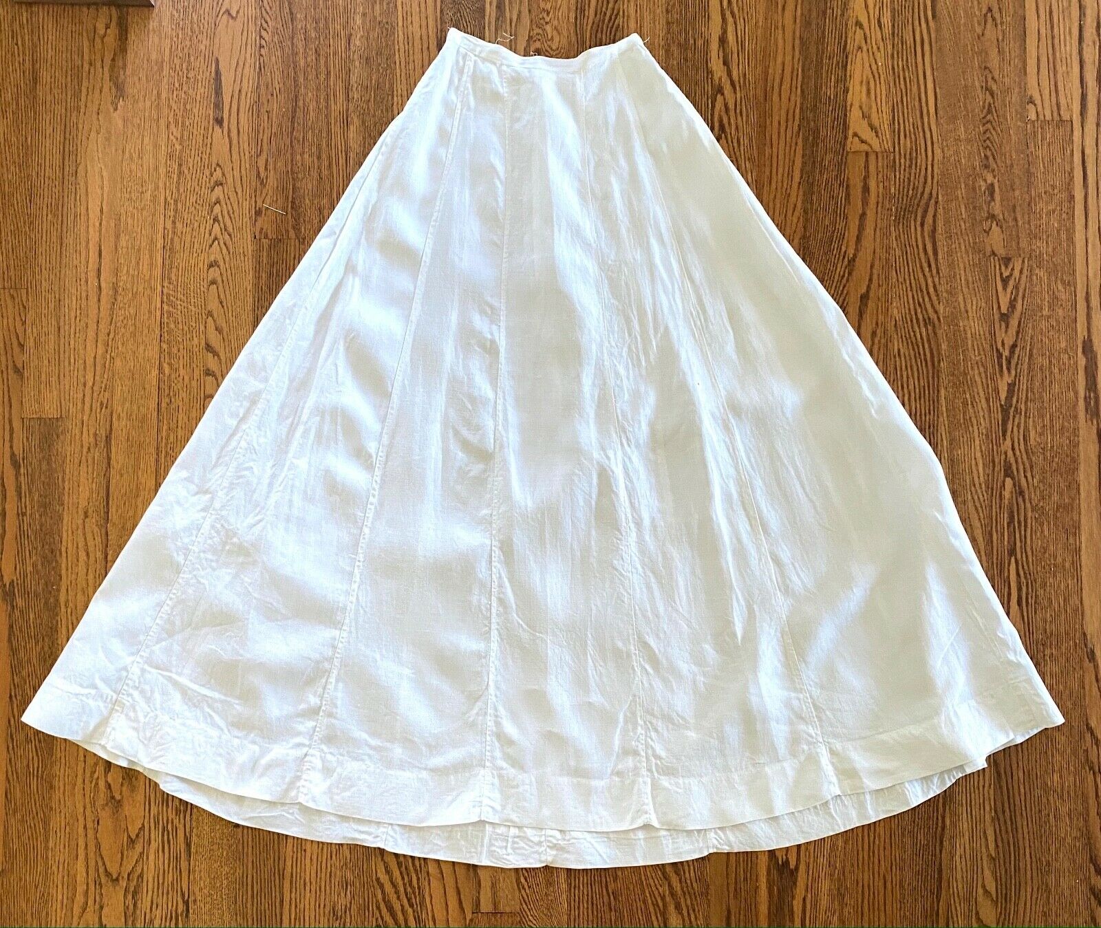 Edwardian Era White Linen Gored Skirt 22