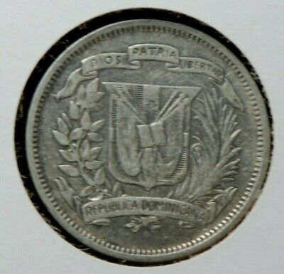 Dominican Republic, 1939 25 centavos, KM20, silver, .1808 oz., Very Fine     7-1 - Fresh Stock Dated December 2025