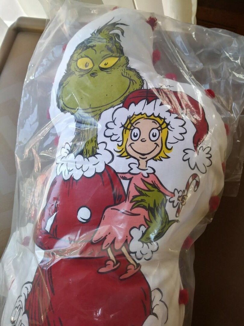 pottery barn grinch Christmas pillow holiday girl boy Cindy Lou dog Max Dr Seuss - Fresh Stock Dated December 2025