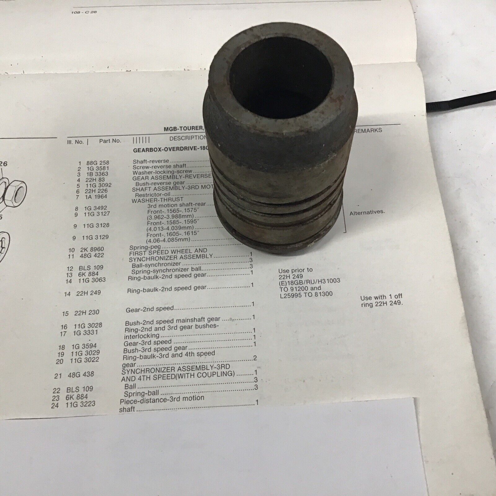 MGB NOS Transmission 3rd Motion Shaft Distance Pc. (No Longer Available) 1962-67 - Fresh Stock Dated February 2026