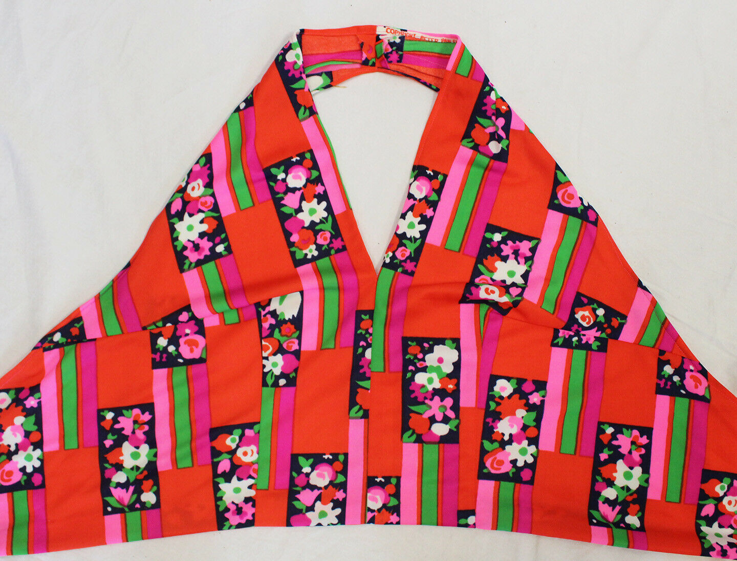 Vintage Mod Retro Psychedelic Maxi Skirt Crop Halter Top Polyester Outfit Set - Fresh Stock Dated December 2025