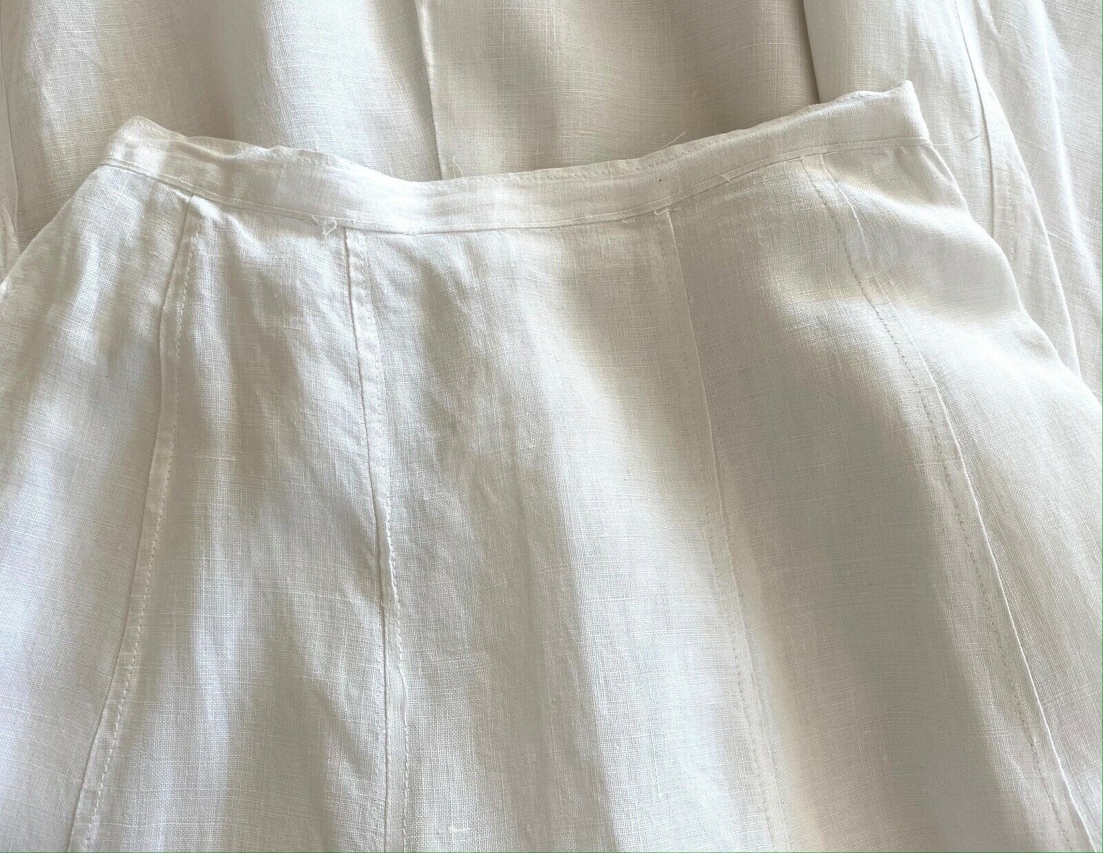 Edwardian Era White Linen Gored Skirt 22