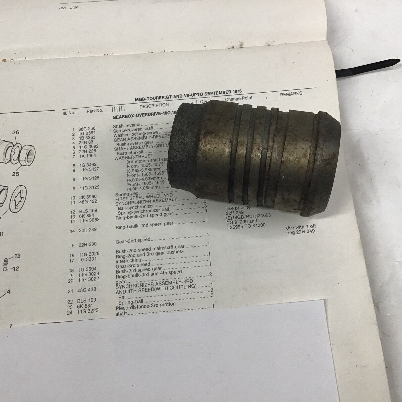 MGB NOS Transmission 3rd Motion Shaft Distance Pc. (No Longer Available) 1962-67 - Fresh Stock Dated February 2026