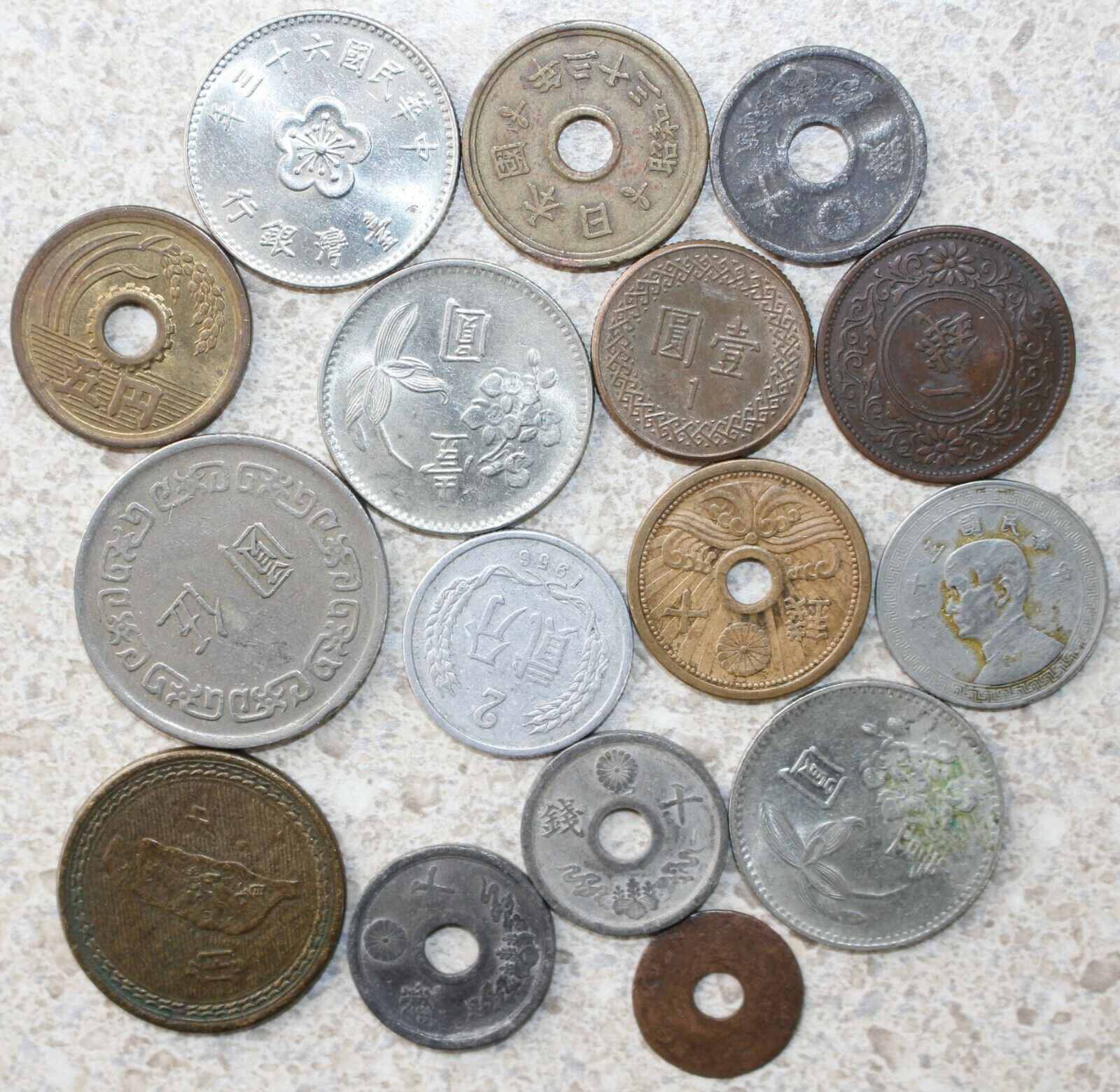 Mixed Lot Chinese Foreign Coins Aluminum Brass Round Hole You Decide You Grade - Fresh Stock Dated February 2026