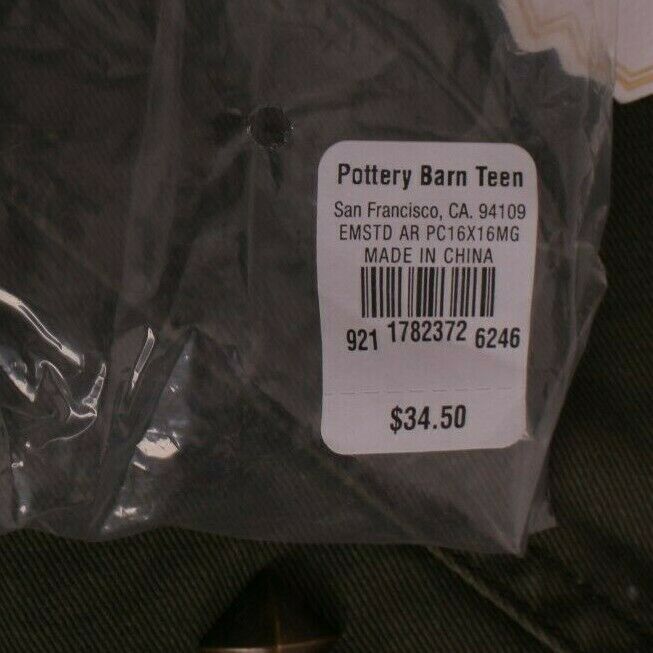 Pottery Barn PB Teen Emily & Meritt Studded Army jacket pillow cover, 16x16 - Fresh Stock Dated December 2025