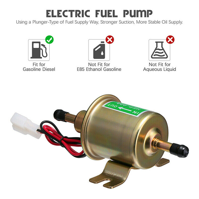 12V Universal 3-6 PSI Gas Diesel Inline Low Pressure Electric Fuel Pump HEP02A - Fresh Stock Dated February 2026