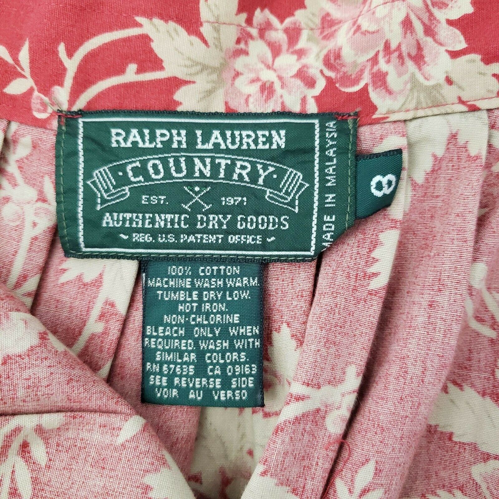 Ralph Lauren Country Vintage 90s Pleated Cotton Midi Skirt Womens 8 Red Floral - Fresh Stock Dated March 2026