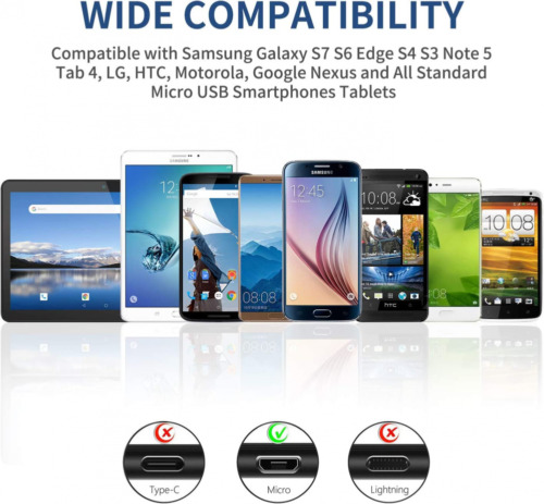 1FT 90 Degree Micro USB to Android Phone Tablet OTG Data 1 Pack - Fresh Stock Dated February 2026