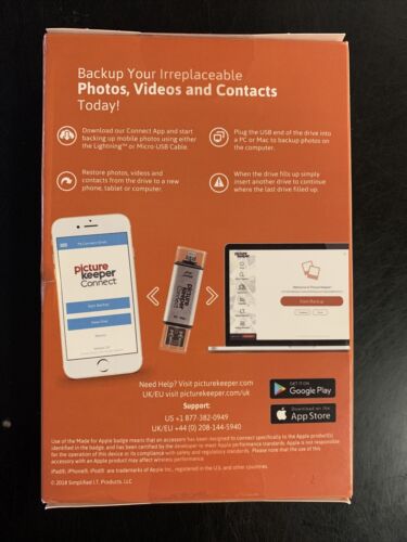 iPhone Smart USB Drive 16GB Picture Keeper Connect Backup. - Fresh Stock Dated February 2026