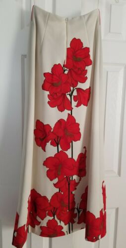 Vintage 70s ALFRED SHAHEEN Signature Red Floral Print Maxi Skirt Size 6 VTG - Fresh Stock Dated December 2025