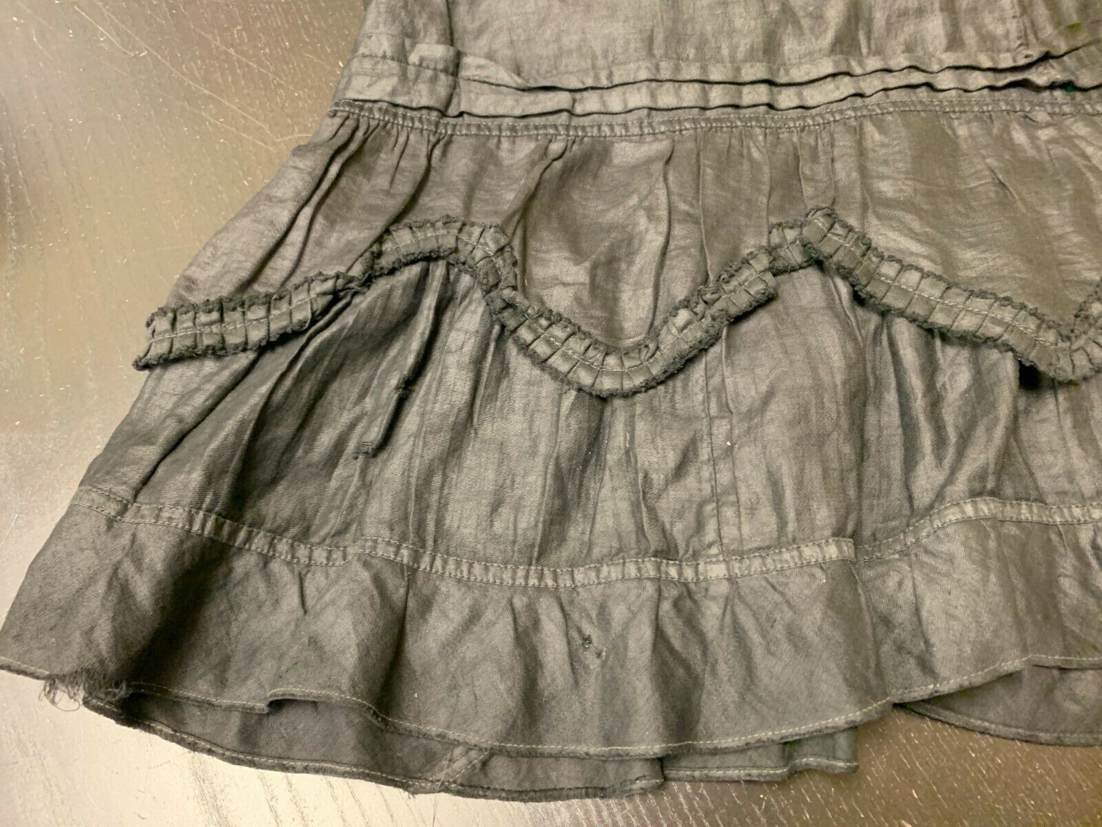 Original Black Polished Cotton Edwardian drawstring Petticoat in great shape! - Fresh Stock Dated February 2026