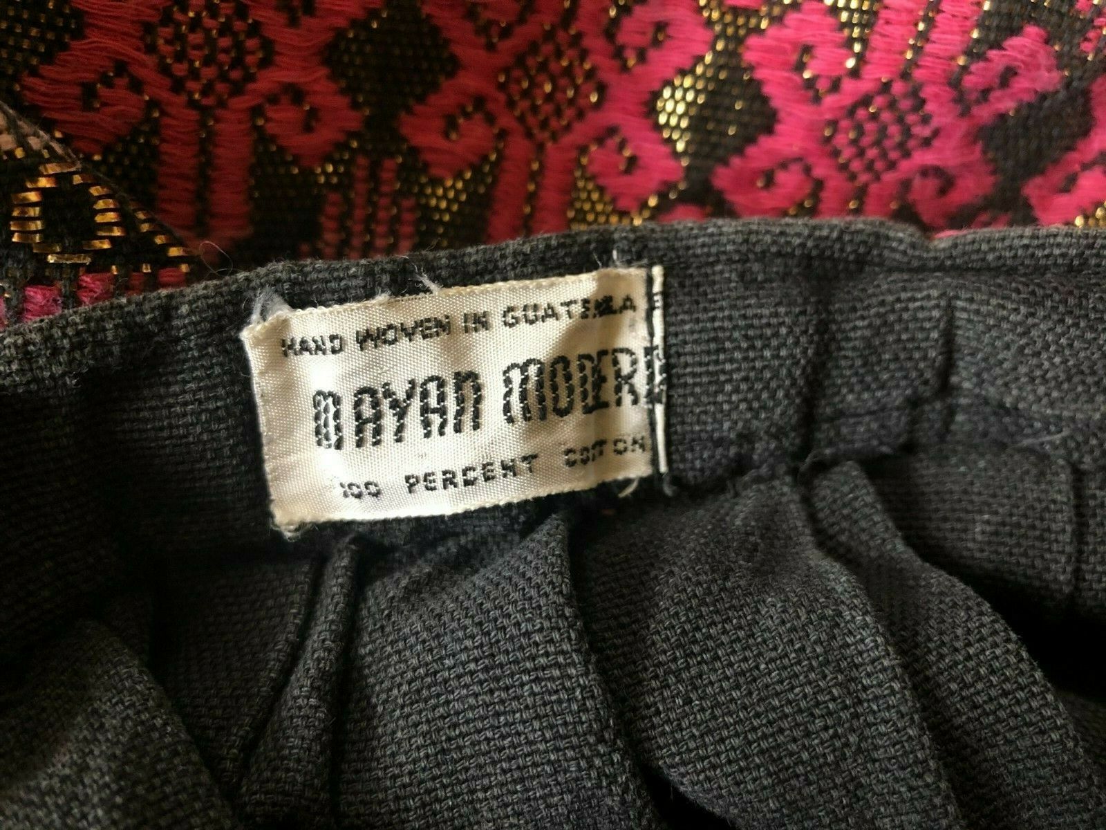 Vintage Hand Woven Mayan Modern Guatemalan Skirt Pink Black Metallic 50s 60s - Fresh Stock Dated February 2026