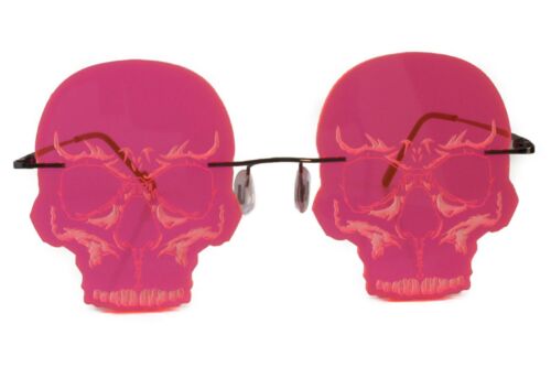 Skull Gothic Steampunk Party Festival Costume Cosplay Neon Pink Sun Glasses - Fresh Stock Dated February 2026