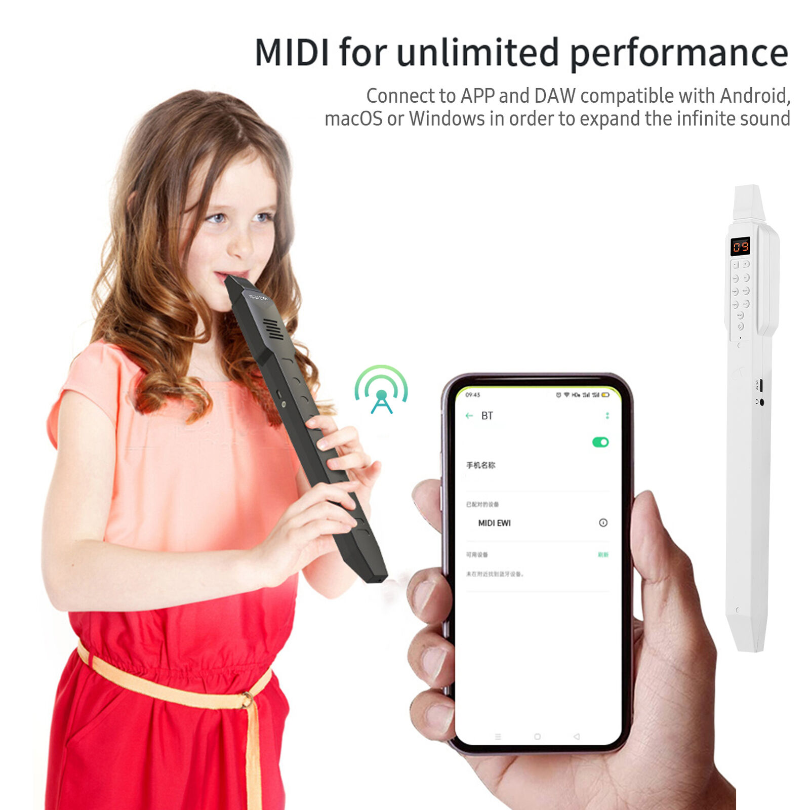 BT Digital Electronic Wind Instrument Rechargeable Supports 10 Tones White P7D2 - Fresh Stock Dated February 2026