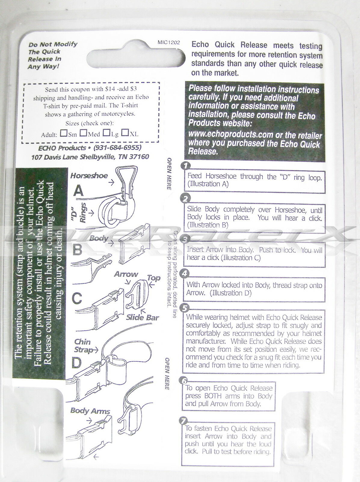 Echo Quick Release Helmet Buckle Chin Strap Buckle System Motorcycle MX Street - Fresh Stock Dated December 2025