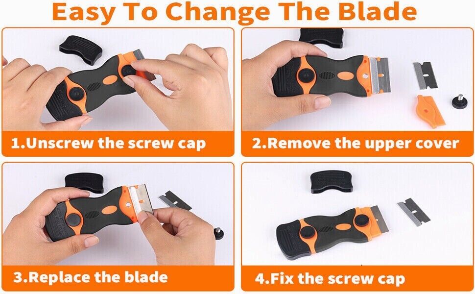 Razor Blade Scraper Tool Set Double Edge Scraper Tool Labels Stickers Glass US - Fresh Stock Dated February 2026