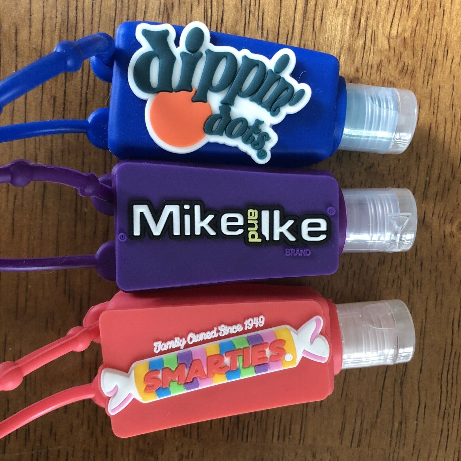 Dippin Dots Mike & Ike Smarties Candy Themed Hand Sanitizer & Holder Travel Size - Fresh Stock Dated February 2026
