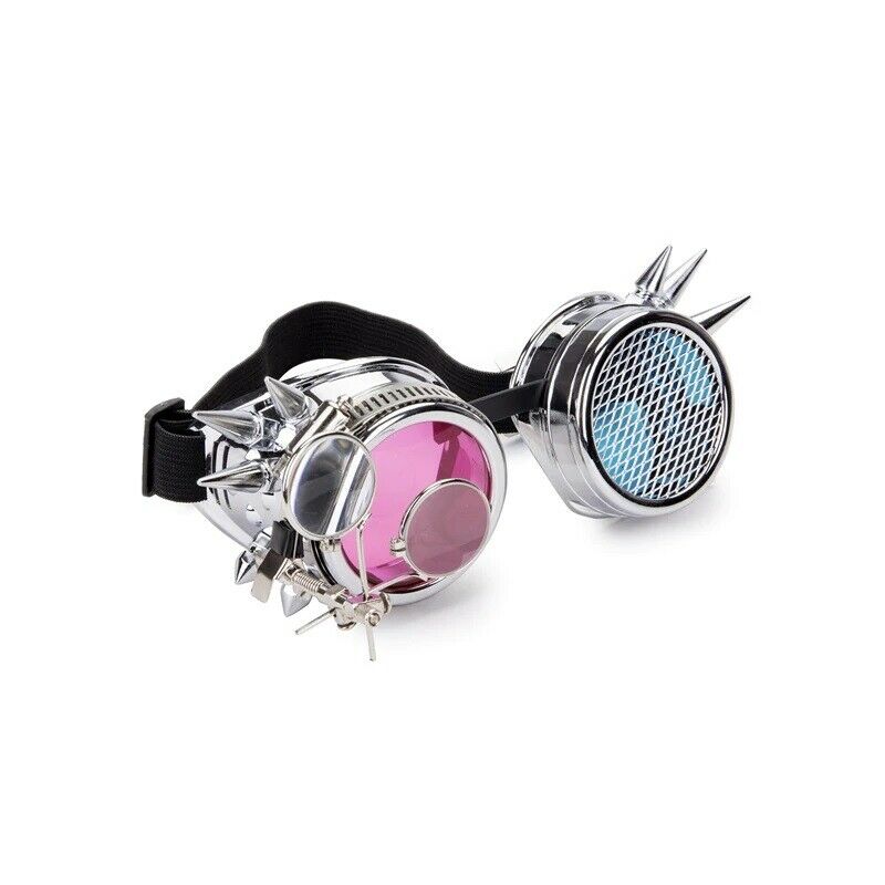Steampunk Goggles Two Colors Lenses Plastic Glasses Rave Cosplay Vintage Eyewear - Fresh Stock Dated February 2026