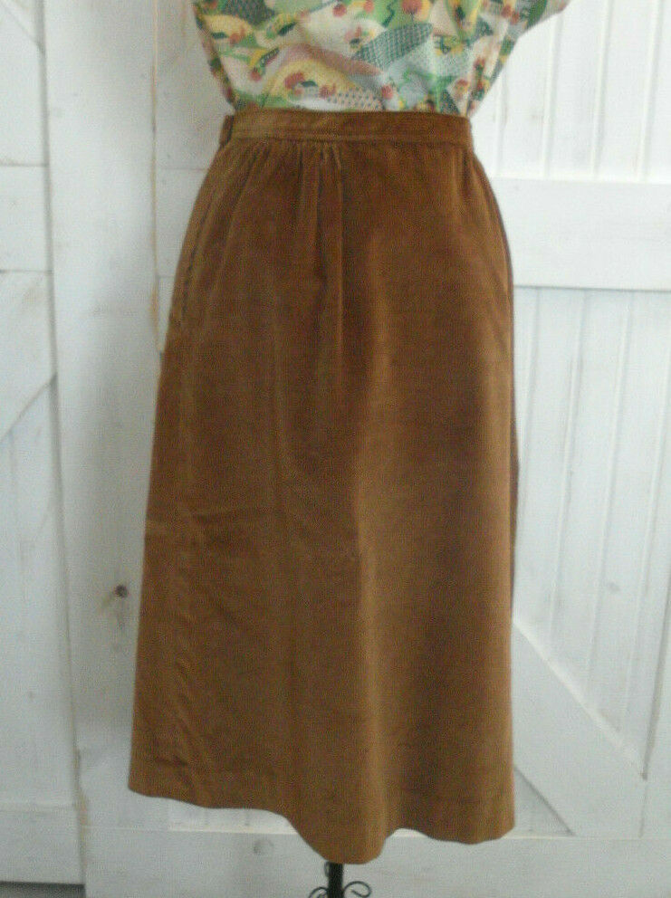 70's Vintage Knockabouts Country Sophisticates Brown Corduroy Wrap Tea Skirt S - Fresh Stock Dated February 2026