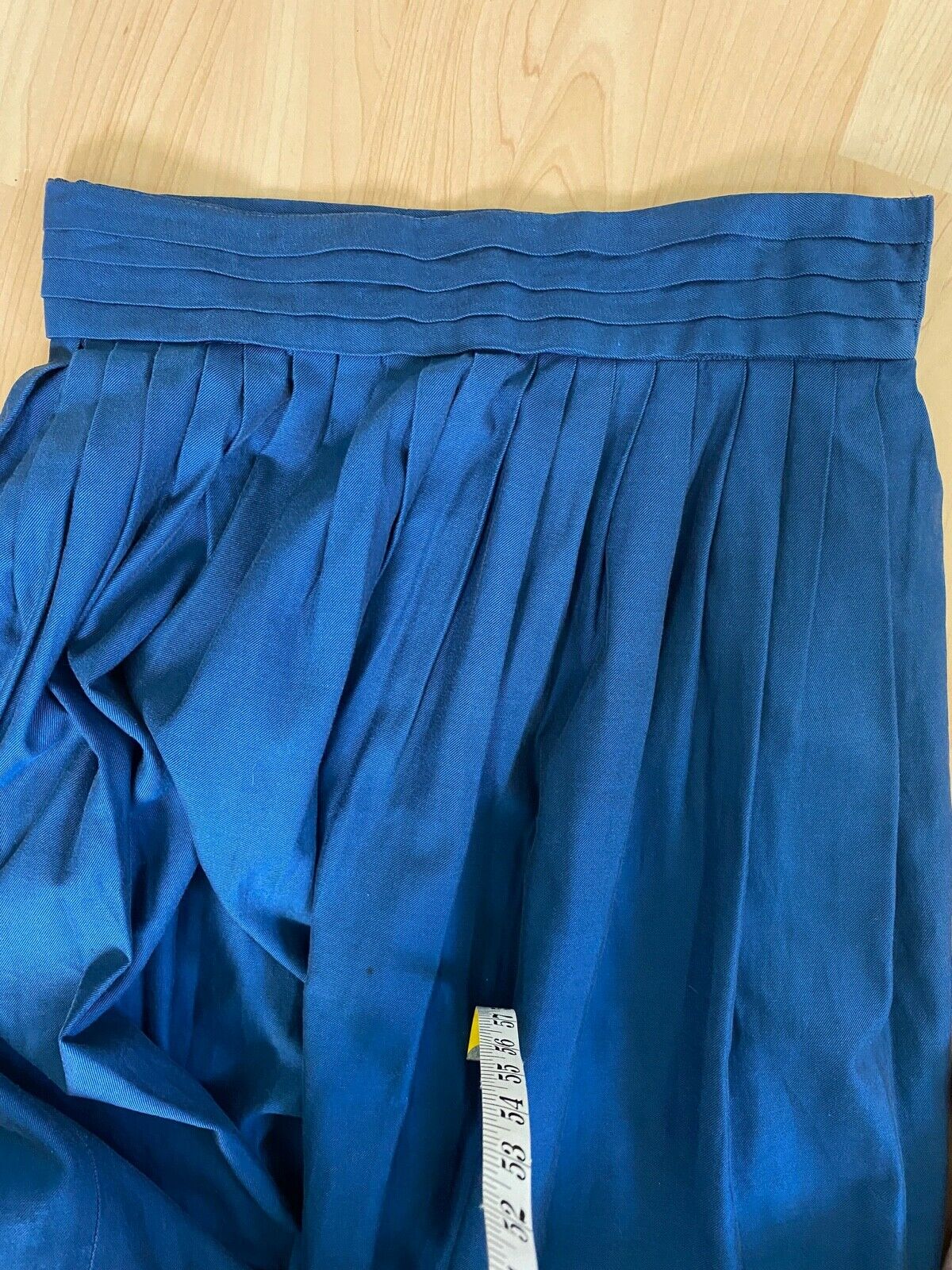 1980s Perry Ellis Midnight Blue High Waisted & Softly Pleated Cotton Skirt Sz 6 - Fresh Stock Dated December 2025