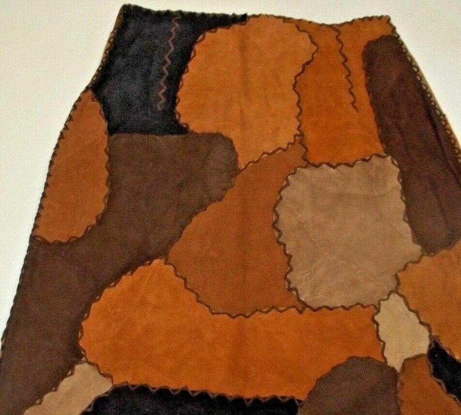 Vintage Leather Suede Skirt Hippie Western Boho Mexico ropa de piel NOS1970's - Fresh Stock Dated February 2026