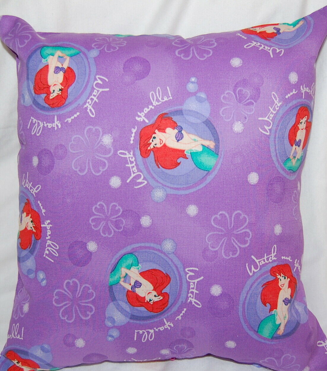 DISNEY HANDMADE PRINCESS ARIEL / LITTLE MERMAID LAVENDER TRAVEL CUDDLE  PILLOW - Fresh Stock Dated December 2025