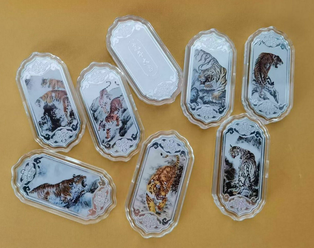 8pcs New 2022 China Zodiac Silver Colour Silver bar Coins - Year of the Tiger - Fresh Stock Dated February 2026