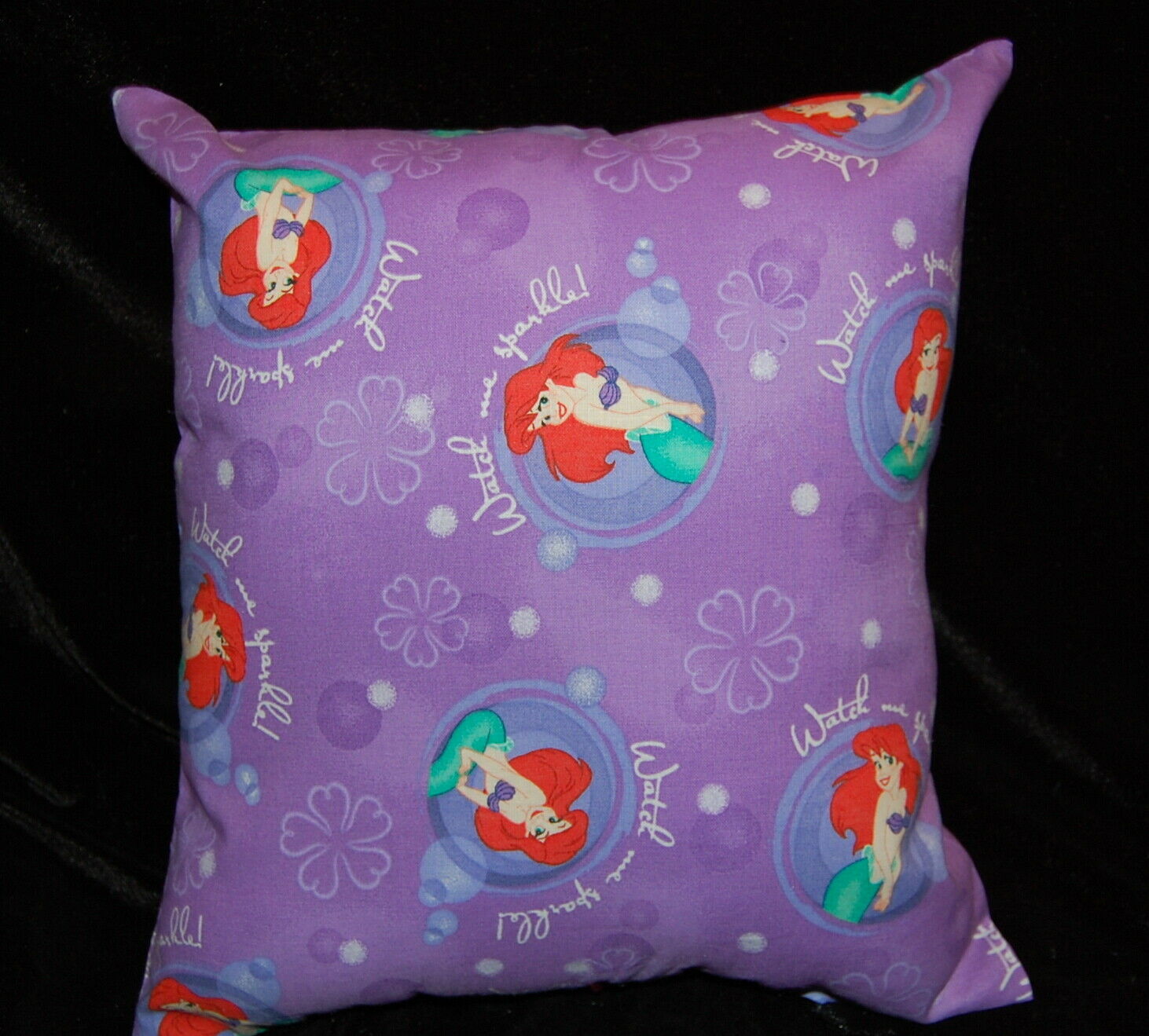 DISNEY HANDMADE PRINCESS ARIEL / LITTLE MERMAID LAVENDER TRAVEL CUDDLE  PILLOW - Fresh Stock Dated December 2025