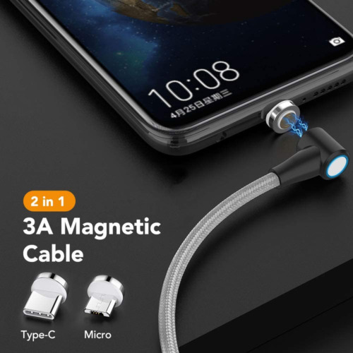 JianHan USB Magnetic Cable,2Pack [3.3+ 6.6ft] Type C + Micro 2 in Silver - Fresh Stock Dated February 2026