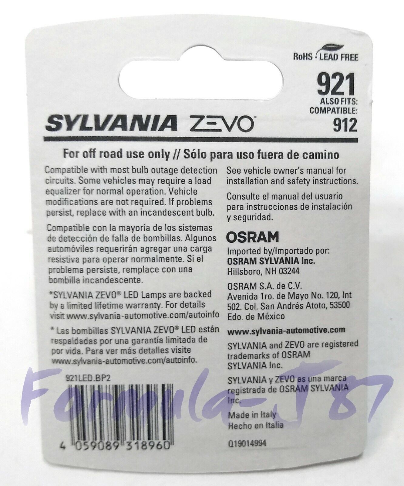 Sylvania ZEVO LED Light 921 White 6000K Two Bulbs Brake Stop Light Replacement - Fresh Stock Dated February 2026